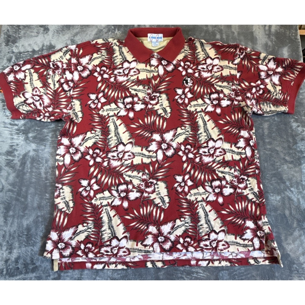 FSU Seminoles Short Sleeve Polo Shirt, Old Seminole Logo, Size XXL, 100% Cotton